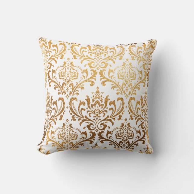 Coussin PixDezines Rossi Damask/Faux Gold (Recto)