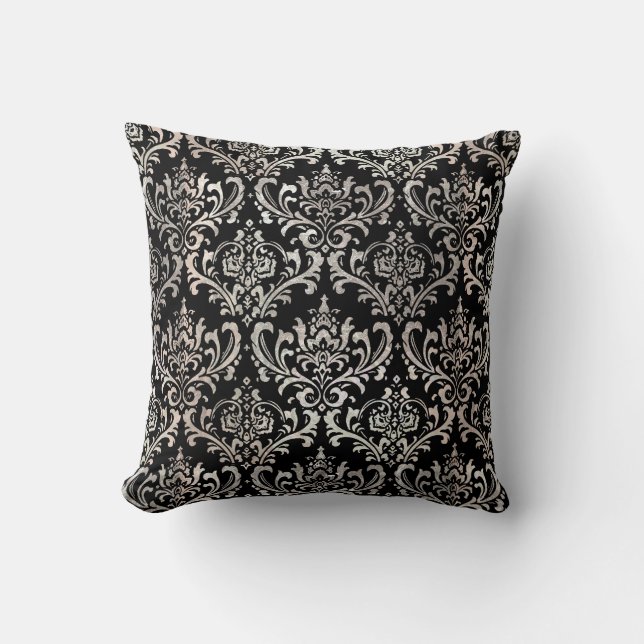 Coussin PixDezines Rossi Damask/Faux Silver (Recto)