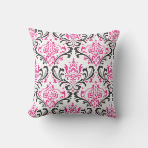 Coussin PixDezines rossi damask/rose+noir
