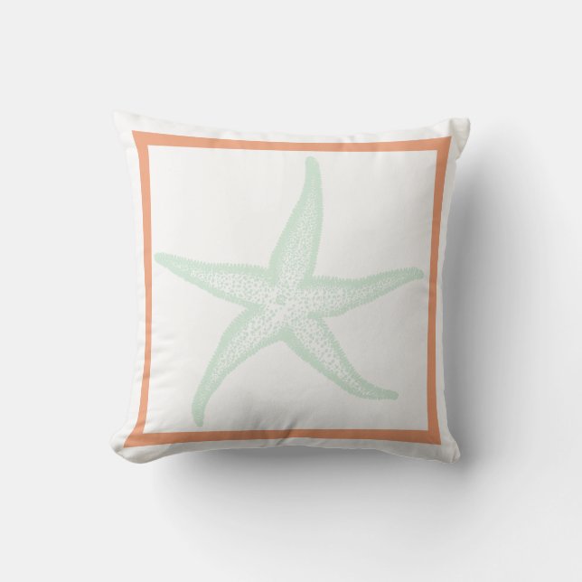 Coussin PixDezines starfish/menthe green/coral orange (Recto)