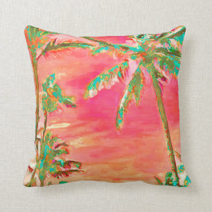 Coussin PixDezines Vintage Hawaii Beach/Coral/Turquoise