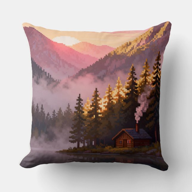 Coussin Pixel Art Nature Landscape (Recto)