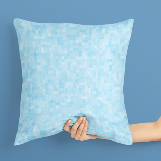 Coussin Pixellisation Mosaïque Bleue (Créateur téléchargé)