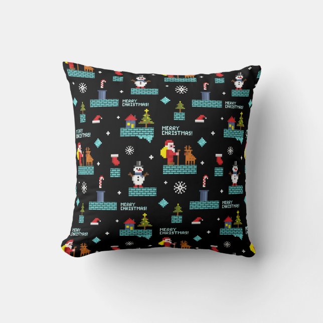 Coussin Pixellit Joyeux Motif de Noël - Design rétro (Recto)