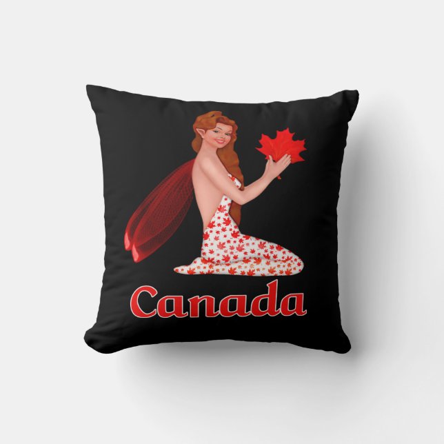 Coussin Pixie canadienne avec feuille d'érable (Recto)