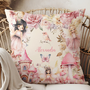 Coussin Pixie de jardin floral fée magique personnalisée