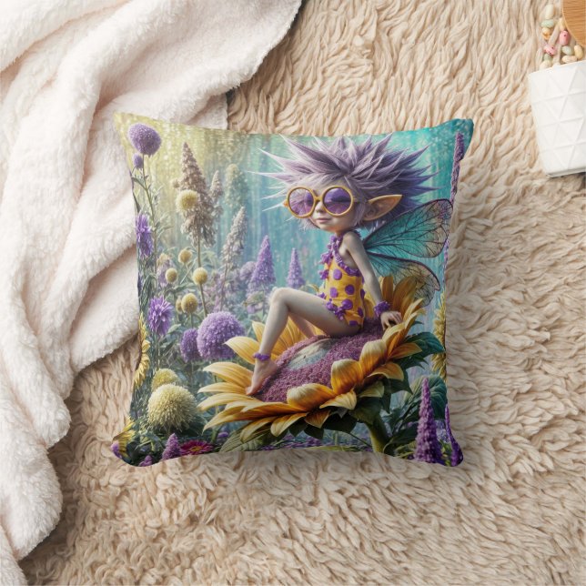 Coussin Pixie Fairy sur un tournesol (Couverture)
