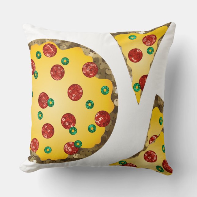 Coussin pizza à paillettes (Recto)