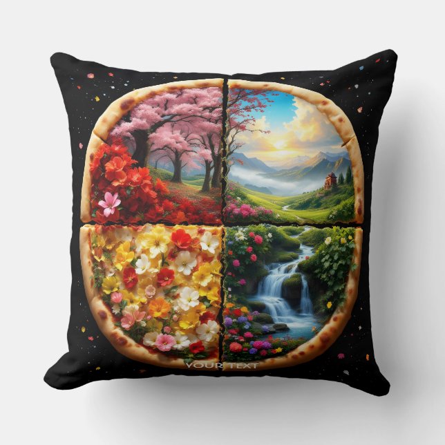 Coussin Pizza délicieuse au printemps Imaginaire (Recto)