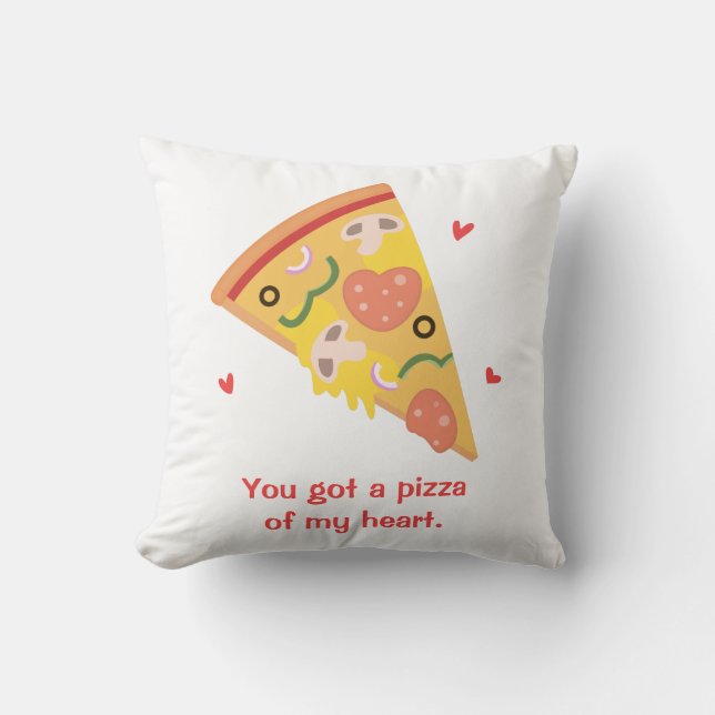 Coussin Pizza Mignonne de mon Coeur Jeu de Mots Drôle (Recto)