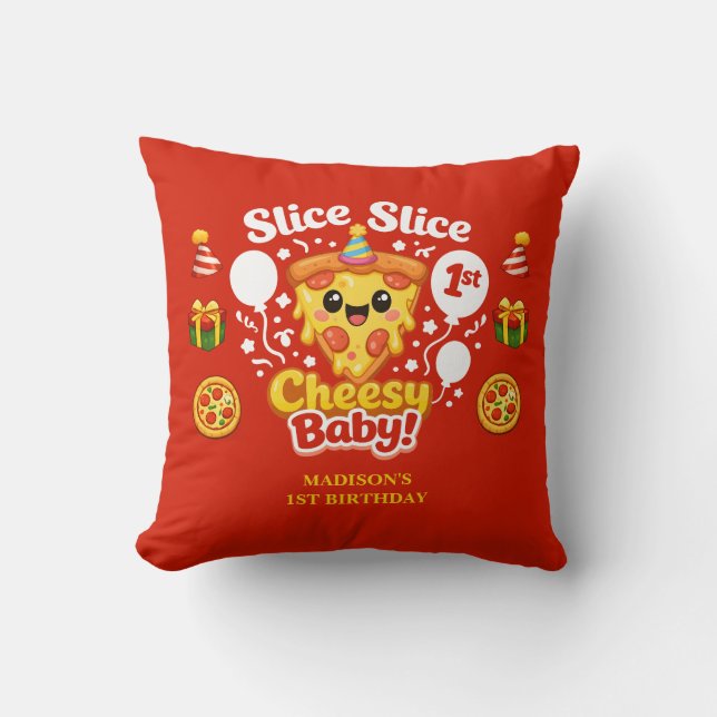 Coussin Pizza Pizza Bébé Fromage 1er Anniversaire (Recto)