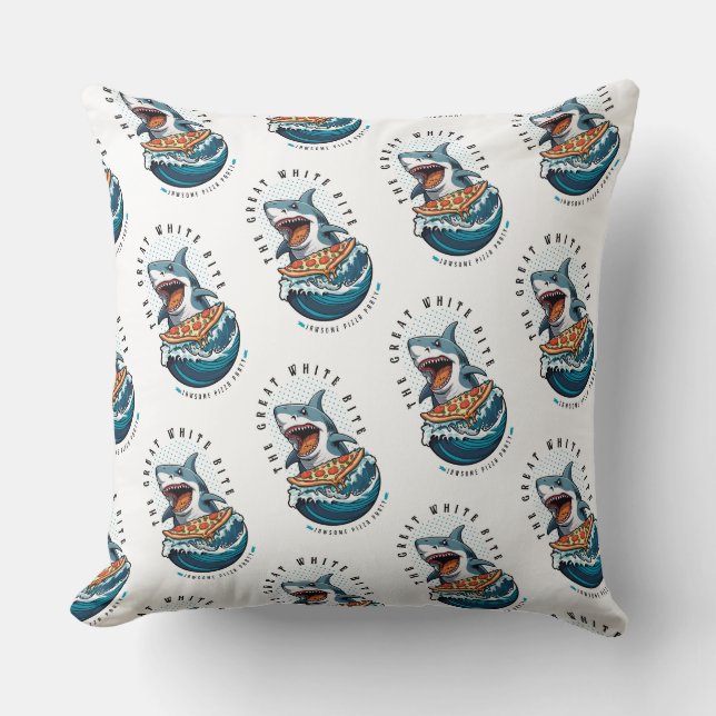 Coussin Pizza pour manger des requins | Le Grand Bite Blan (Recto)