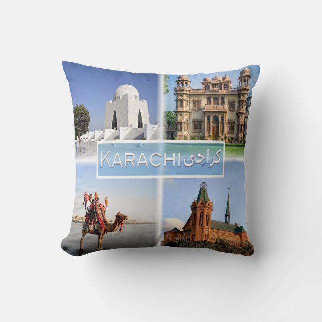 Coussin PK Karachi - Mazar e Quaid - Mohatta Palace - (Recto)