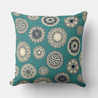 Coussin place du cirque de mandala turquoise
