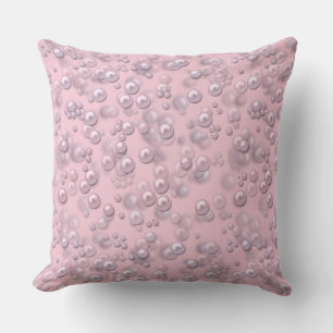 Coussin Placers de perles blanches roses sur velours rose