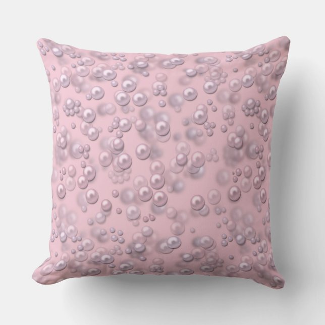 Coussin Placers de perles blanches roses sur velours rose (Recto)