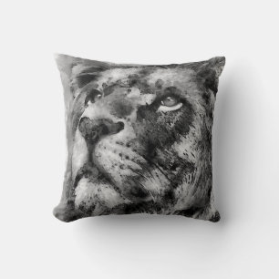 Coussin Placid Lion Face Argent