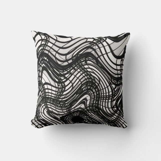 Coussin Plafond noir et blanc onduleux, images de SVP de (Recto)