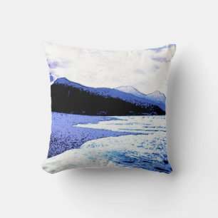 Coussin Plage au crépuscule dans les tons bleus
