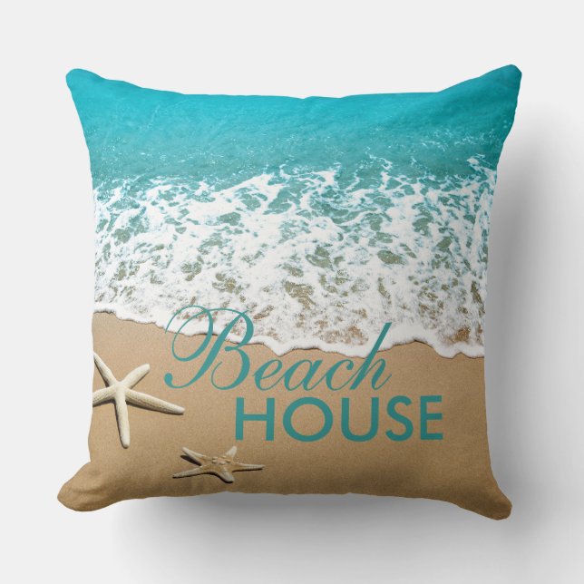 Coussin Plage avec des étoiles de mer sur le sable (Recto)