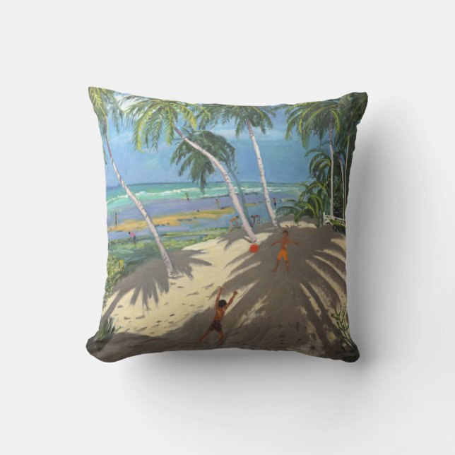 Coussin Plage Barbade 2013 de Clovelly de palmiers (Recto)
