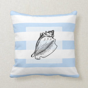 Coussin Plage bleu-clair moderne de coquille de mer de