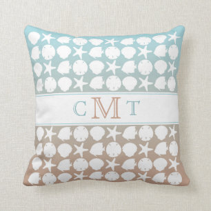 Coussin Plage Bord de mer Gradient Couleur Monogramme Jeu 
