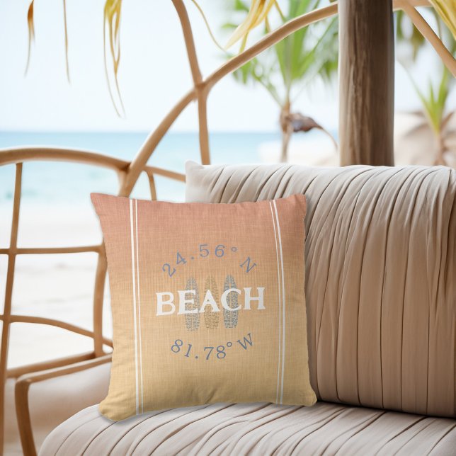 Coussin Plage Coordonnées personnalisées (Personalized Coordinates Beach Throw Pillow)