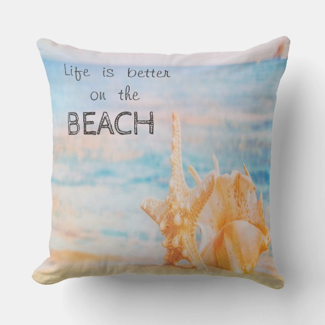 Coussin Plage, Coquillage, Plage (Recto)