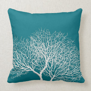 Coussin Plage côtière Turquoise Bleue Bleue Bleue Arbre Co