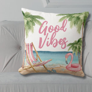 Coussin Plage d'aquarelle de Palm Tree