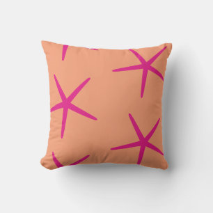 Coussin Plage d'Art Tropical Orange Rose Starfish