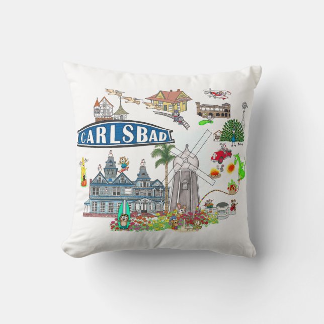 Coussin Plage de Carlsbad, amusement urbain (Recto)