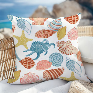 Coussin Plage de coquillages colorés Été