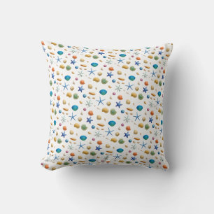 Coussin Plage de coquillages et d'étoiles de mer