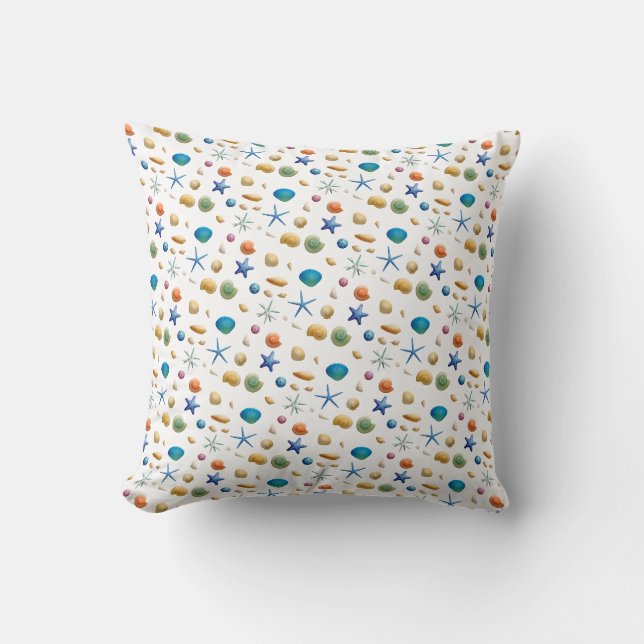 Coussin Plage de coquillages et d'étoiles de mer  (Recto)