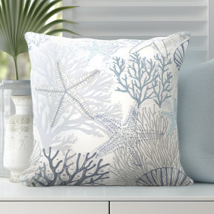 Coussin Plage de corail et de Starfish Lancer l'oreiller