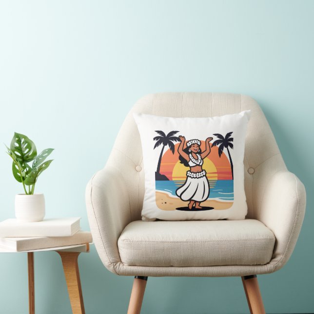 Coussin Plage de danse hula soirée coucher de soleil île t (Chaise)