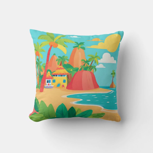 Coussin Plage de l'île tropicale Lancer l'oreiller (Recto)