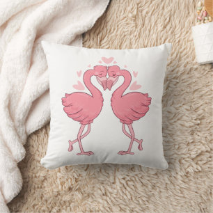 Coussin Plage de mariage flamants roses été tropical