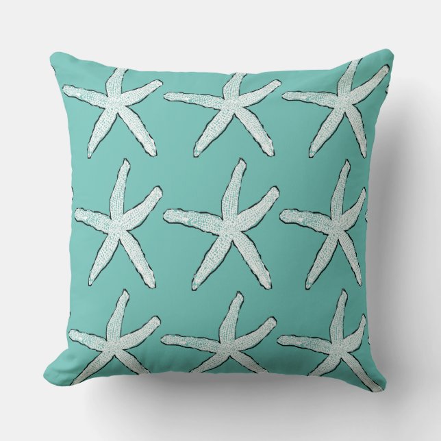 Coussin Plage de Motif  de mer Coton bleu Turquoise (Recto)