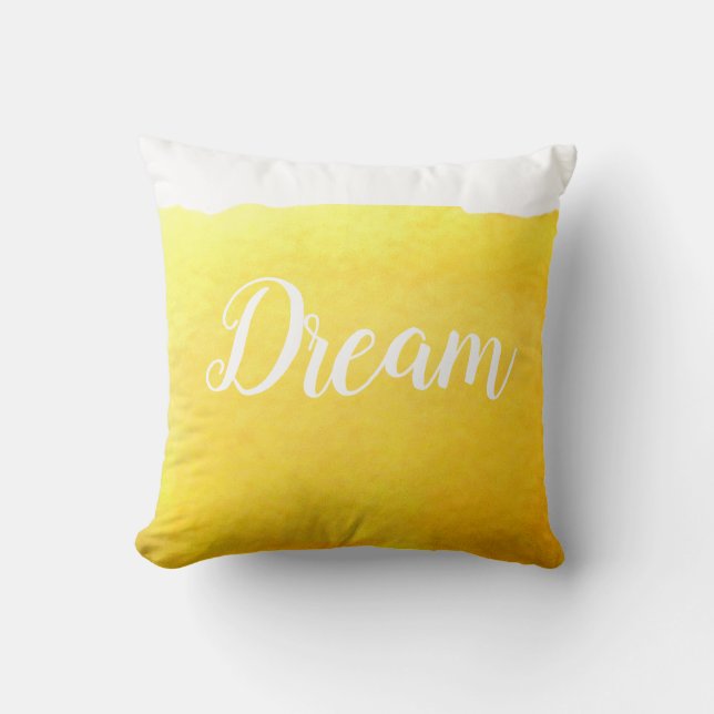 Coussin Plage de sable moderne et jaune design avec rêve (Recto)