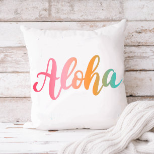 Coussin Plage de typographie tropicale d'Aloha Hawaiian
