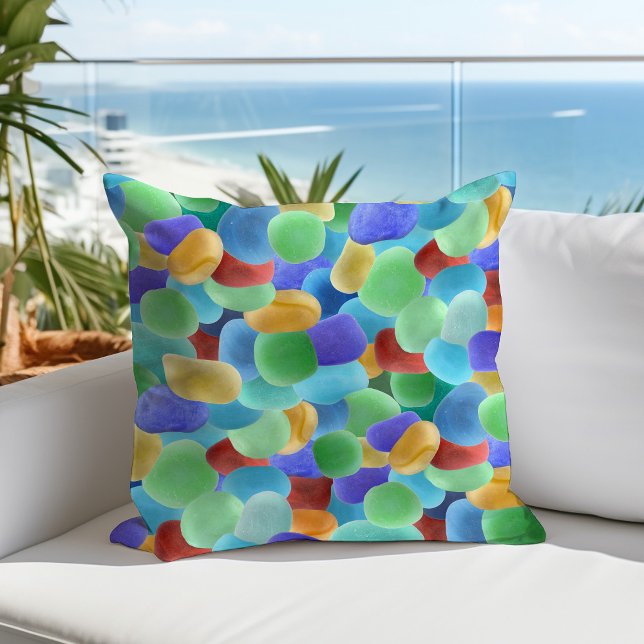 Coussin Plage de verre de mer Été côtier (Créateur téléchargé)