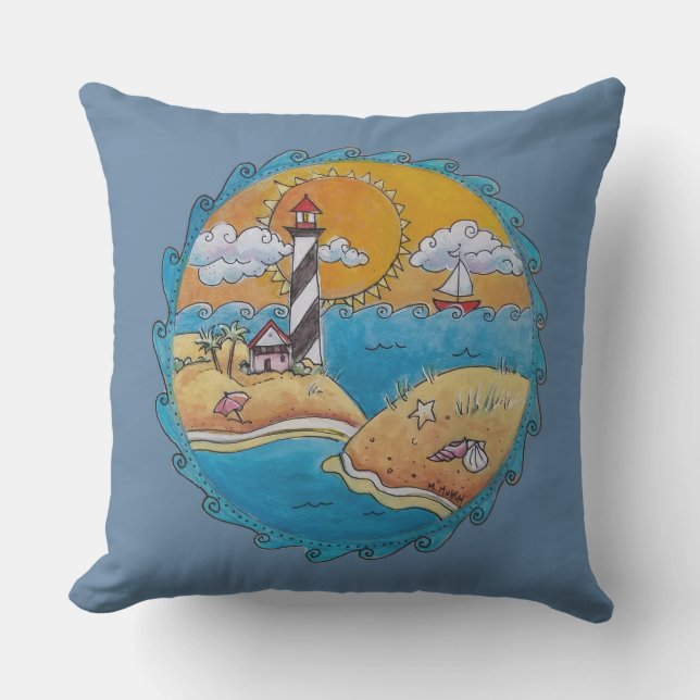 Coussin Plage d'été amusant soleil bord de mer côte (Recto)