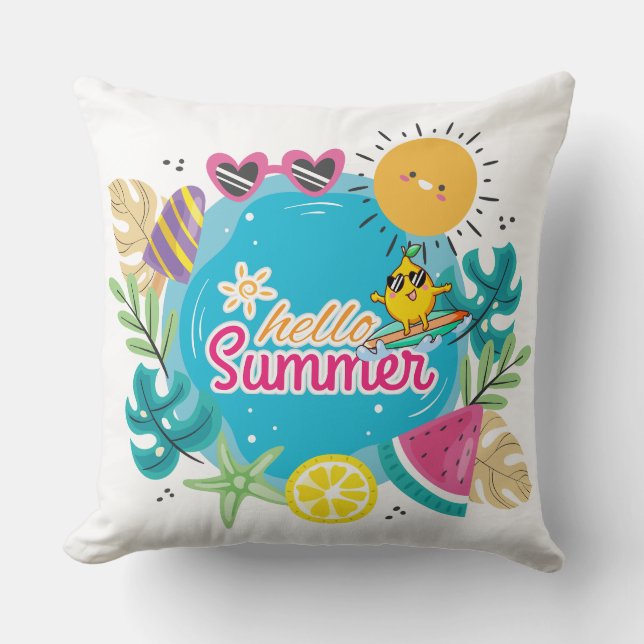 Coussin Plage d'été tropicale vibrante (Recto)