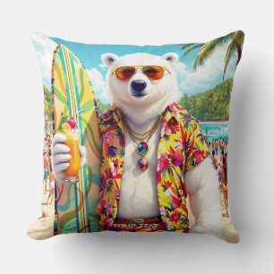 Coussin Plage d'ours polaire mignon fantastique