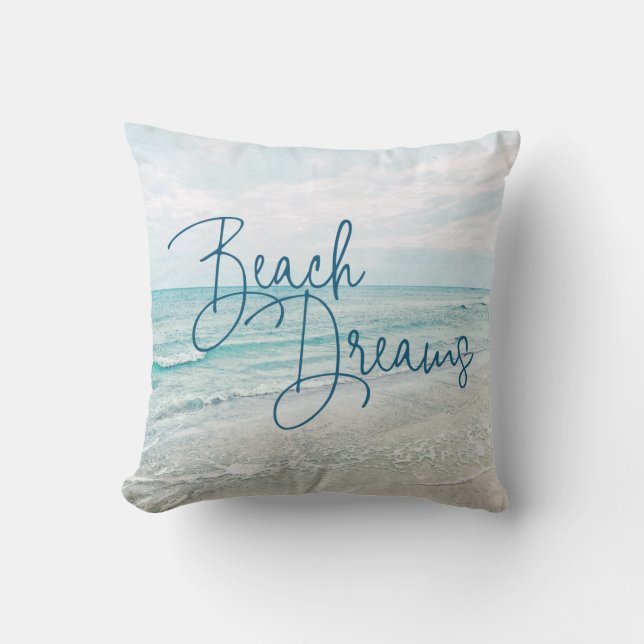Coussin Plage Dreams Citation Inspiration Rétro Ocean Wave (Recto)