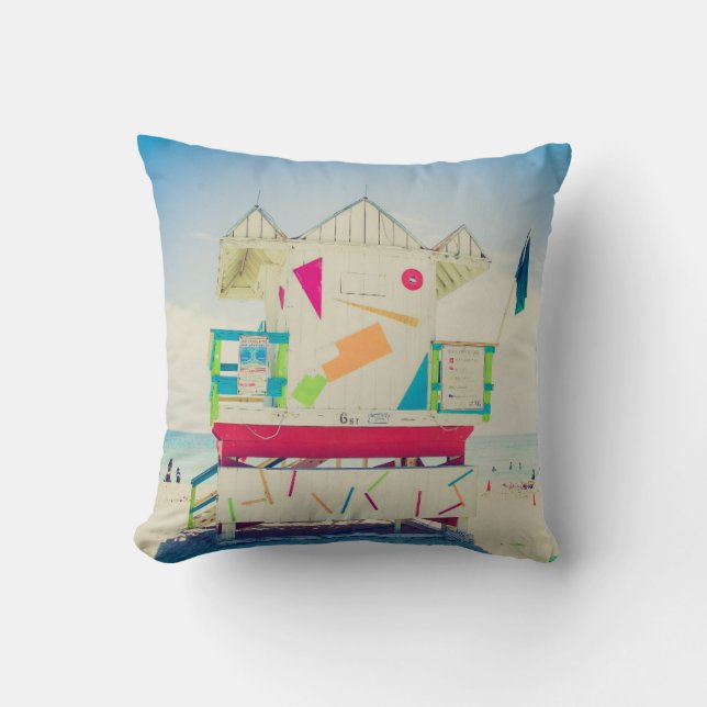 Coussin Plage du sud de la tour | de maître nageur, Miami (Recto)
