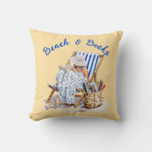 Coussin Plage et livres coquillages